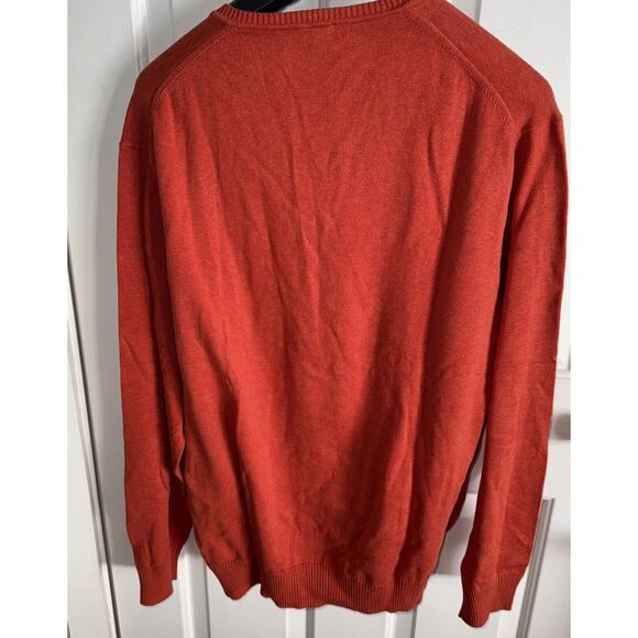 Jos. A. Bank Signature Collection Pima Cotton Sweater V-neck - Orange -Men's XL - Picture 4 of 6